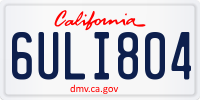 CA license plate 6ULI804