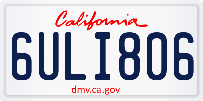 CA license plate 6ULI806