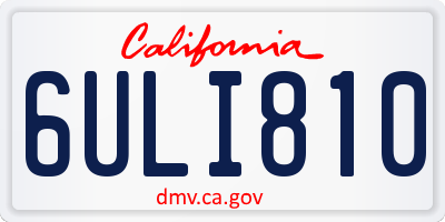 CA license plate 6ULI810