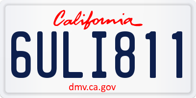 CA license plate 6ULI811