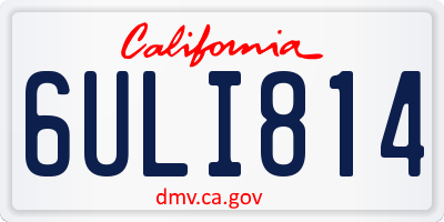 CA license plate 6ULI814