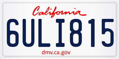 CA license plate 6ULI815
