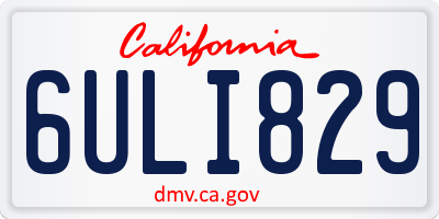 CA license plate 6ULI829