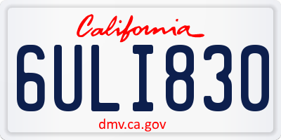 CA license plate 6ULI830