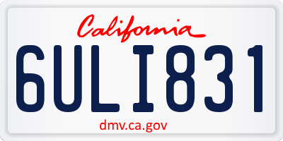 CA license plate 6ULI831