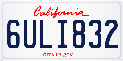CA license plate 6ULI832