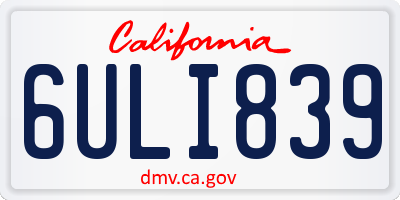 CA license plate 6ULI839