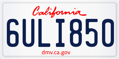 CA license plate 6ULI850