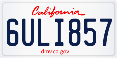 CA license plate 6ULI857