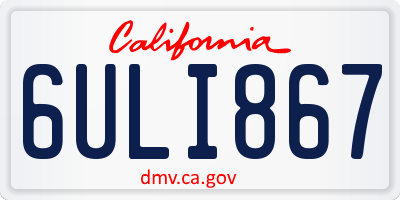 CA license plate 6ULI867