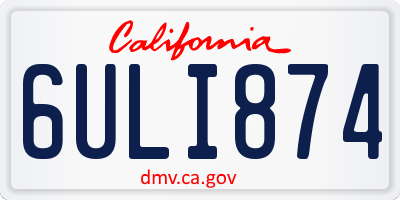 CA license plate 6ULI874
