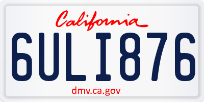 CA license plate 6ULI876