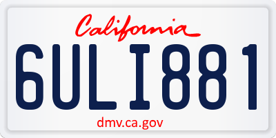 CA license plate 6ULI881