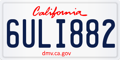 CA license plate 6ULI882