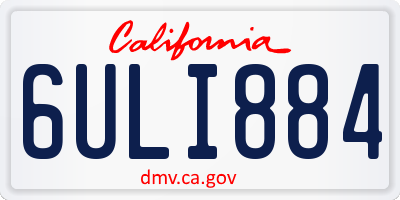 CA license plate 6ULI884
