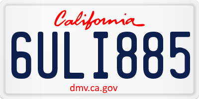 CA license plate 6ULI885