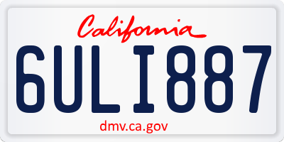 CA license plate 6ULI887