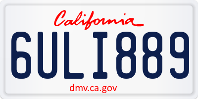 CA license plate 6ULI889