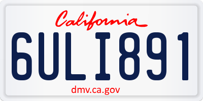 CA license plate 6ULI891