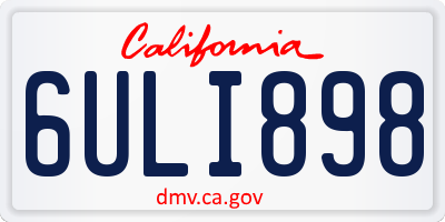 CA license plate 6ULI898