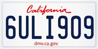 CA license plate 6ULI909