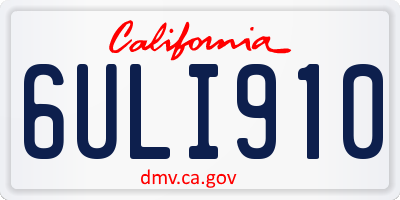 CA license plate 6ULI910