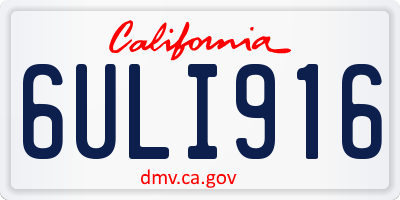 CA license plate 6ULI916