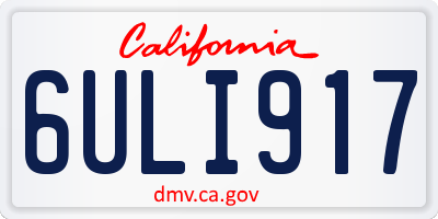 CA license plate 6ULI917