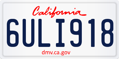 CA license plate 6ULI918