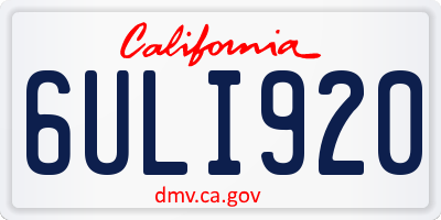 CA license plate 6ULI920