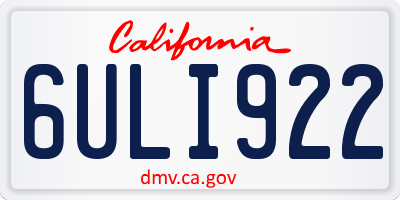 CA license plate 6ULI922
