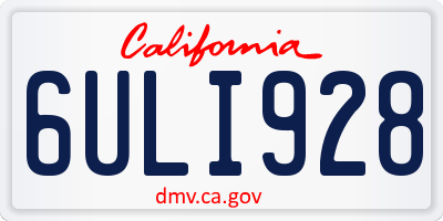 CA license plate 6ULI928