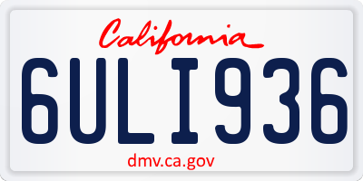 CA license plate 6ULI936