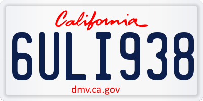 CA license plate 6ULI938