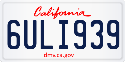 CA license plate 6ULI939