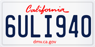 CA license plate 6ULI940