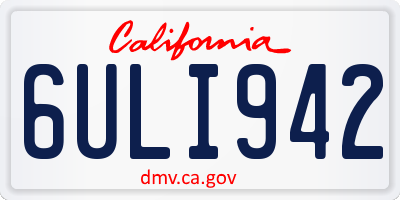 CA license plate 6ULI942