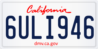 CA license plate 6ULI946