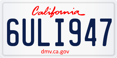 CA license plate 6ULI947
