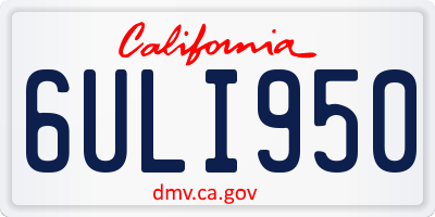 CA license plate 6ULI950