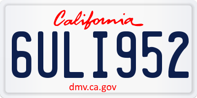 CA license plate 6ULI952