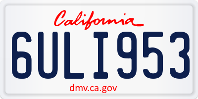 CA license plate 6ULI953