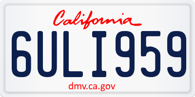 CA license plate 6ULI959