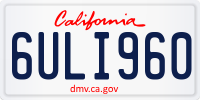 CA license plate 6ULI960