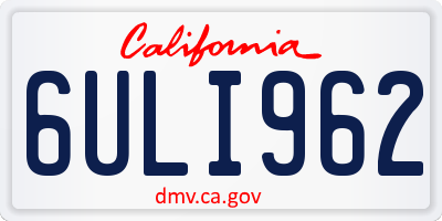CA license plate 6ULI962