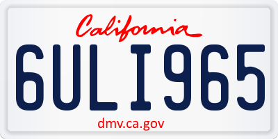 CA license plate 6ULI965