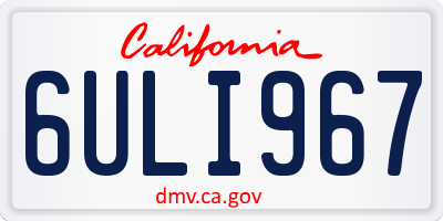 CA license plate 6ULI967