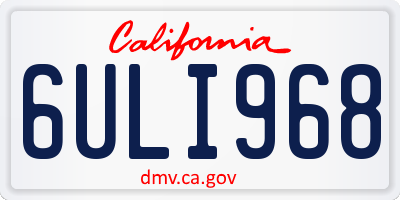 CA license plate 6ULI968