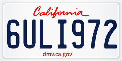 CA license plate 6ULI972
