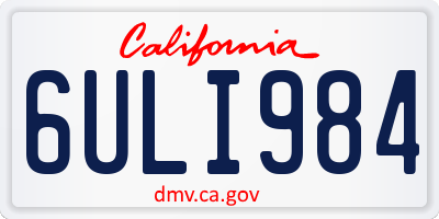 CA license plate 6ULI984